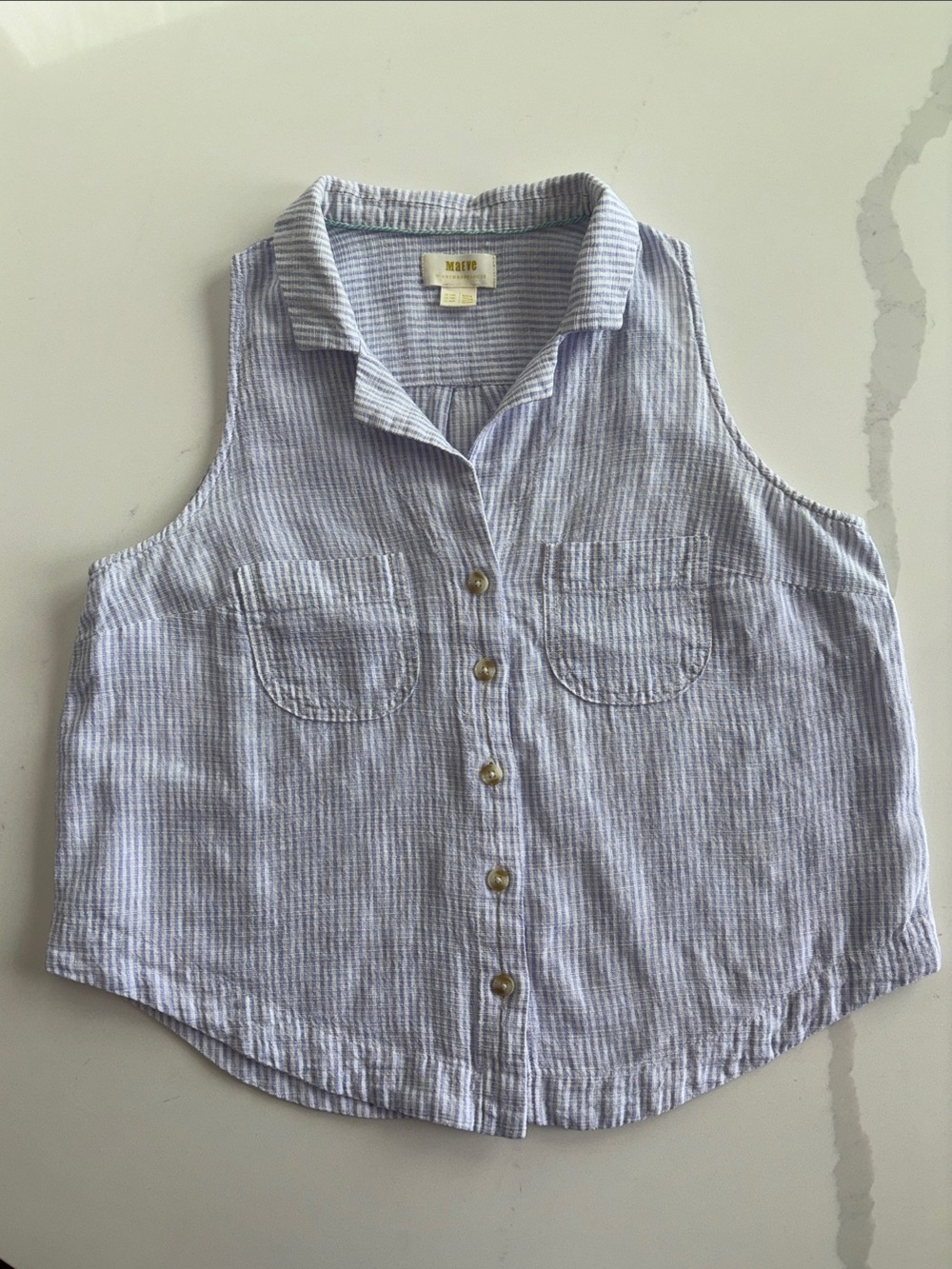 Maeve by Anthropologie Felicity Linen Blend Striped Sleeveless Top - 10P